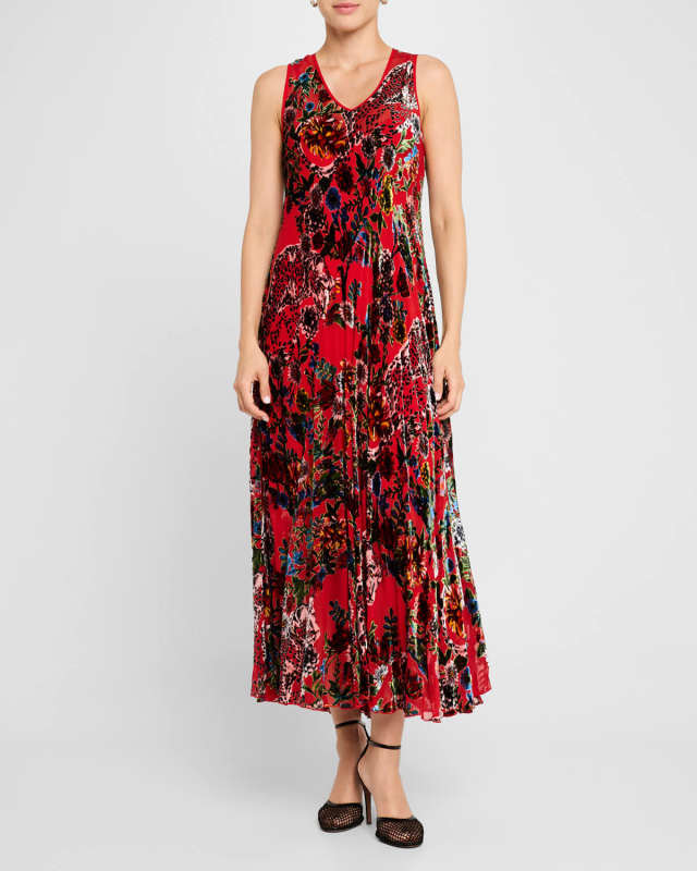 Bias Sleeveless Burnout Maxi Dress
